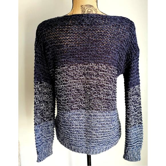 Quinn Open Knit Cropped High Low Long Sleeve Sweater Ombré Color Womens Sz S - Picture 2 of 5